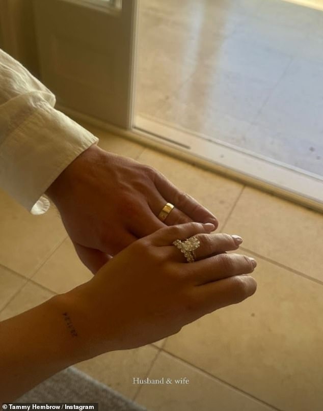 And on Sunday, influencer Tammy, 30, took to her Instagram Stories to share a photo of herself and Matt's rings, with an inked tattoo of their wedding date on her wrist.