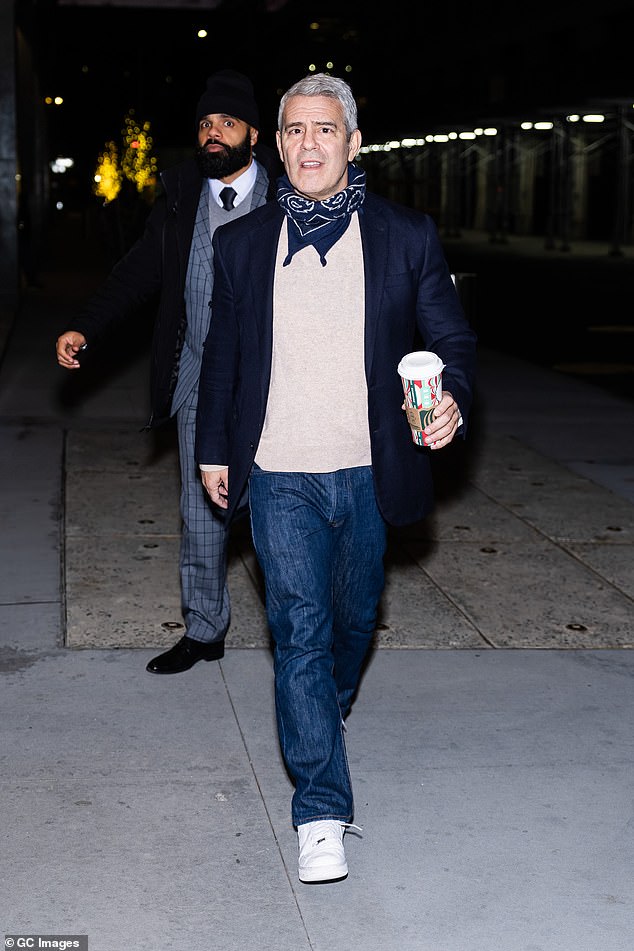 Andy Cohen was also seen arriving around the same time with a cup of coffee in tow.