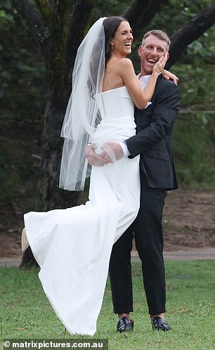 Pictured: Sea FM star Luke Forrest and Emily Rippingale get married in front of friends and family on the Sunshine Coast.