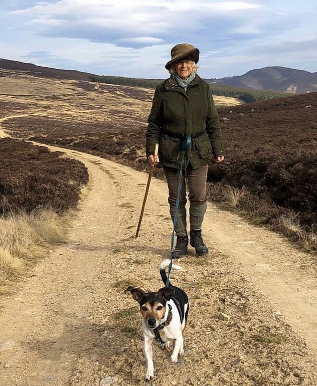 Queen Camilla with her rescue dog Beth, who has passed away. It is understood that Beth had an untreatable tumor and had to be put to sleep this weekend