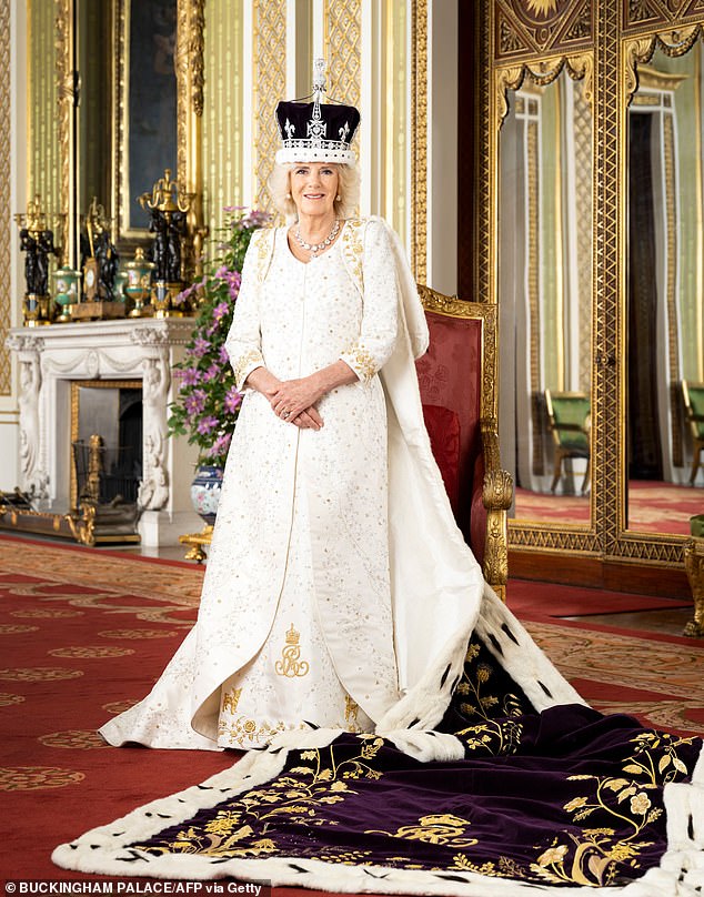 Camilla even paid tribute to her pets by having them embroidered on her coronation dress