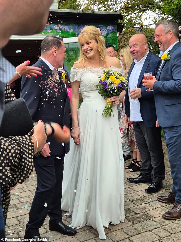 Georgina Cooper on her wedding day earlier this year. The former model died abroad with her husband, at only 46 years old