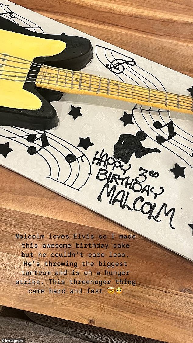 She also took to her Instagram Story to share photos of the number balloon she bought for her birthday and the Elvis Presley-inspired cake she made her.