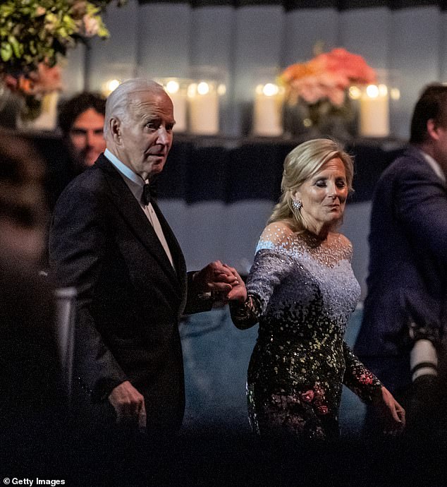 Biden and first lady Jill Biden hit the dance floor during a dinner on the South Lawn of the White House on November 22