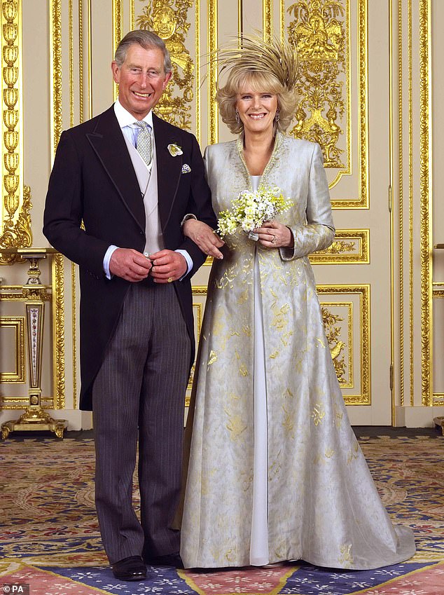 Charles and Camilla photographed on their wedding day, in 2005, in the White Drawing Room at Windsor Castle.