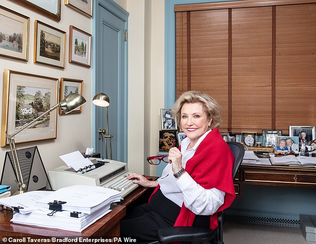 Barbara Taylor Bradford at her desk. The author wrote 40 novels and sold 91 million copies