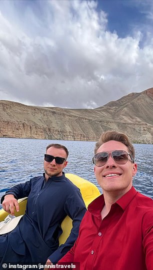 Jannis says his favorite place in Afghanistan was Band e Amir National Park, where he is pictured with a friend.