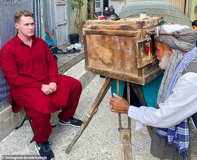 Jannis had his photo taken by one of Kabul's last professional box camera photographers, Haji Mirzaman.