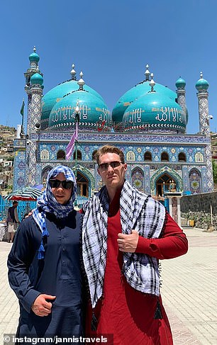 Jannis with a friend at the Sakhi Shrine in Kabul