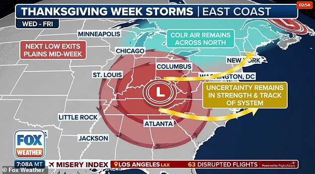 1732534988 28 Maps show storms could cause travel chaos on Thanksgiving as