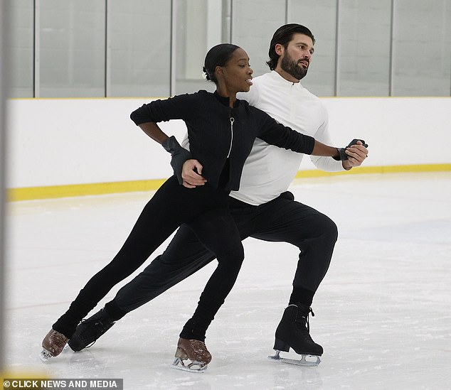 On the other hand, Dan, 34, and his partner Vanessa James Amoros were focused as they practiced their routine both on and off the ice.