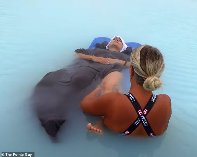 Maz enjoys a water massage at The Retreat at Blue Lagoon