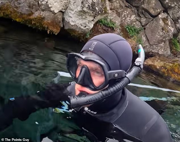 A stopover that causes a sensation: Nicky snorkels between tectonic plates