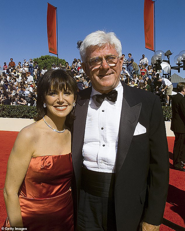 The Phil Donahue Show host died surrounded by family, including his actress wife, at his home (pictured in 1996).