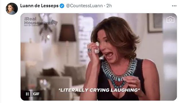 De Lesseps quickly responded with a 'Literally crying and laughing' meme