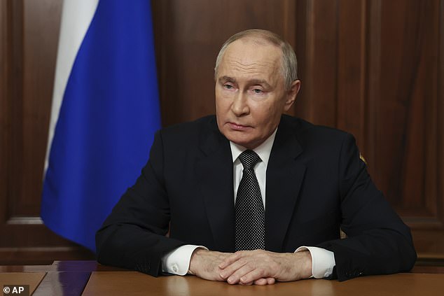 Russian President Vladimir Putin records televised speech in Moscow