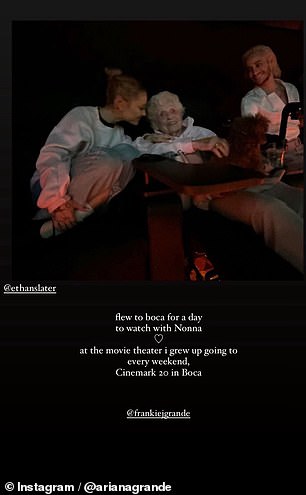 Ethan spent time with Ariana's beloved grandmother, Marjorie Grande, aka 'Nonna,' proving that their relationship is getting pretty serious.