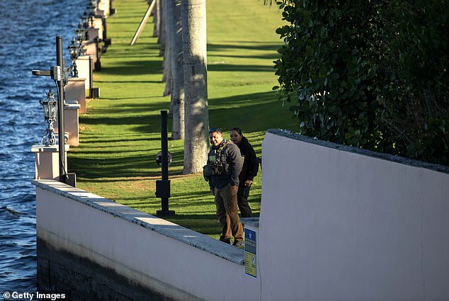 Law enforcement officials outside President-elect Donald Trump's Mar-a-Lago resort on November 23, 2024 in Palm Beach, Florida.