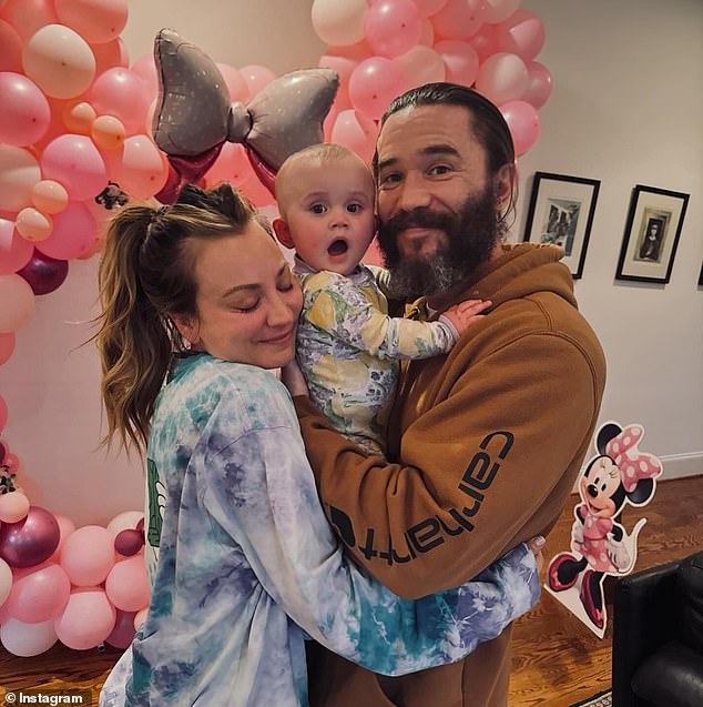 Kaley with her fiancé Tom Pelphrey and their daughter Matilda, who was born in March 2023