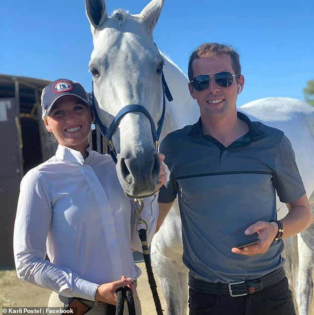 She is accused of having an affair with Simon Schroeder (pictured with his wife Karli Postel)