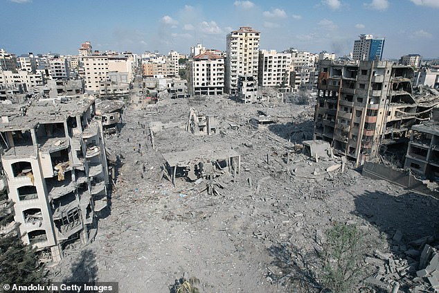 Damaged buildings in Gaza. Currently, no agreement has been reached to end the war between Israel and Hamas, which have struggled to make little to no progress. Earlier this month, Qatar suspended its work as a mediator in ceasefire and hostage release talks between the two.