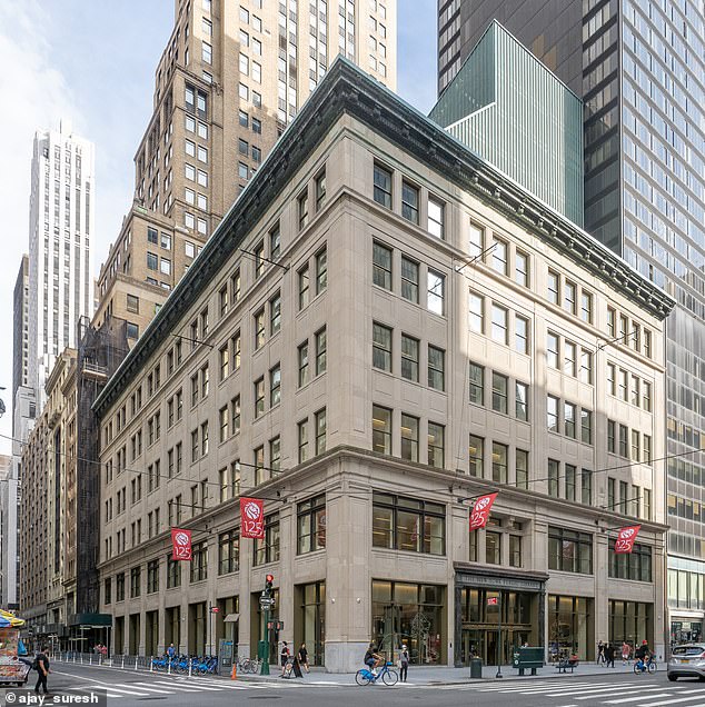 Martin said he was assigned the cramped desk at the Stavros Niarchos Foundation Library in Manhattan, pictured