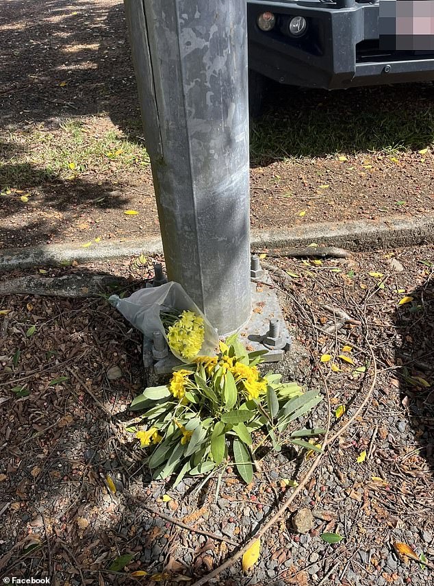 Mourners left a floral tribute where the car was parked