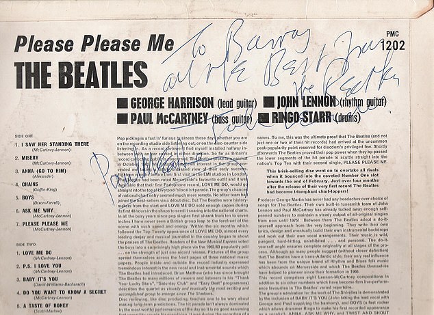 Personalized: The album was signed by Simon's father Barry, but Dan Hatfield says this should not affect its value as Beatles memorabilia is very popular with collectors.