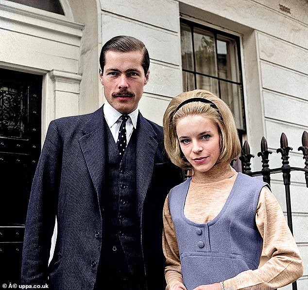 A car belonging to Lord Lucan, whose real name was Richard John Bingham, was found abandoned and soaked in blood in Newhaven, a port town on the south coast of England, the next day. No trace of the mustachioed companion has ever been found (pictured: Lord Lucan with his wife Veronica)