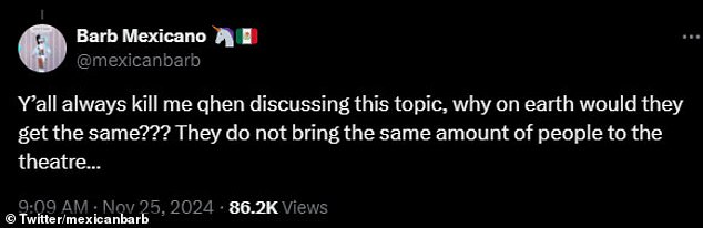 There were also a large number of Wicked fans who shared the opinion that Grande was already expected to earn more than Erivo as she would attract more viewers with her huge fan base.