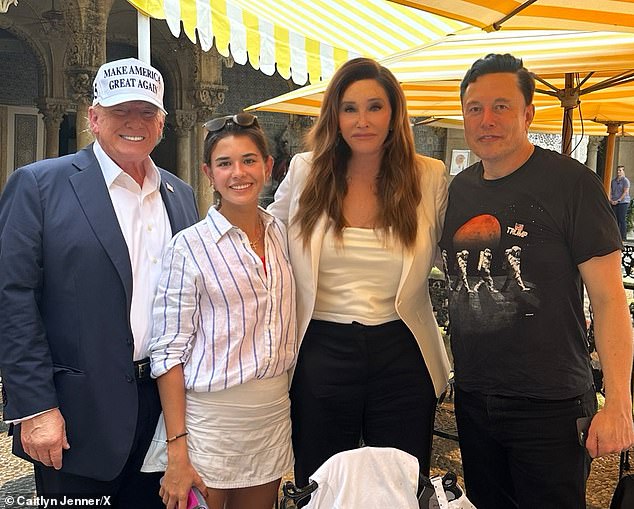 Jenner has been an outspoken supporter of Trump, posting this photo of her with the president-elect and Elon Musk a day after his 2024 election victory