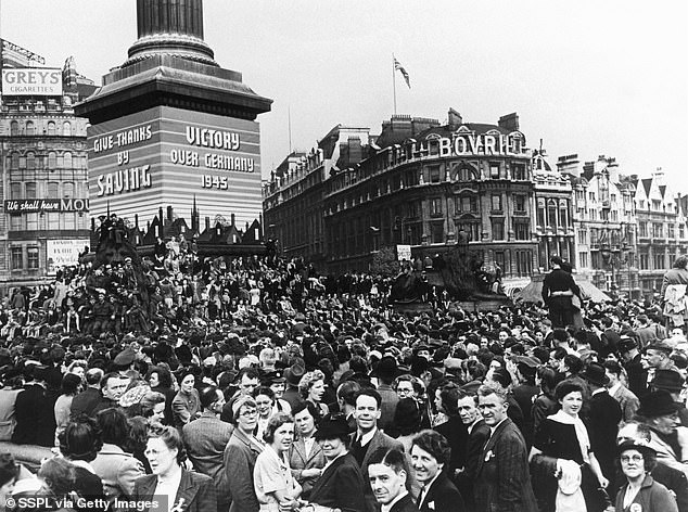 Londoners celebrate VE Day in 1945, when Nazi Germany surrendered and finally ended the war in Europe.