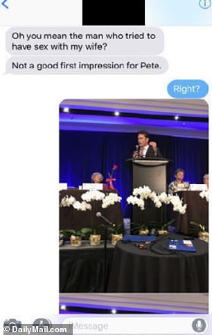 The text exchange took place during a conference in October 2017