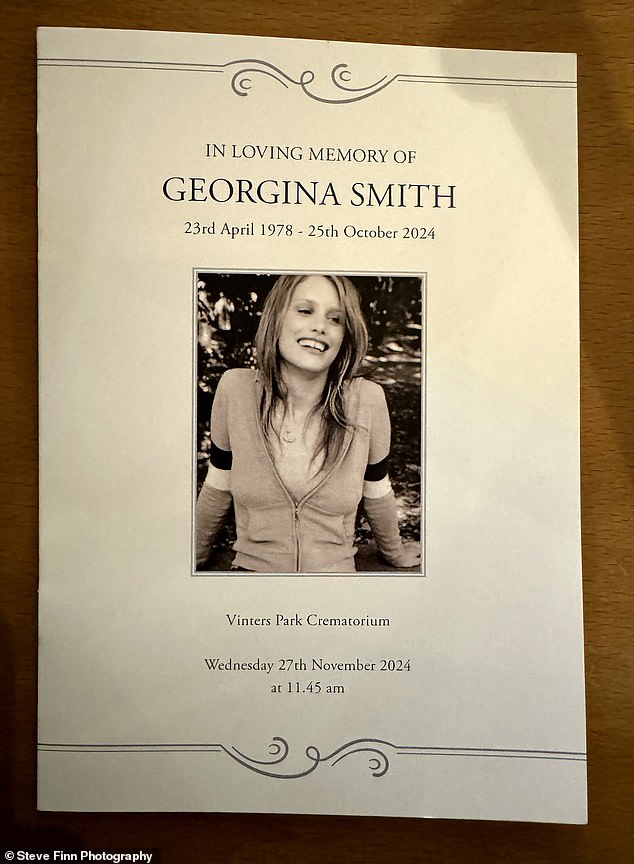 The order of service for the funeral of Georgina Cooper, who used her married name Smith