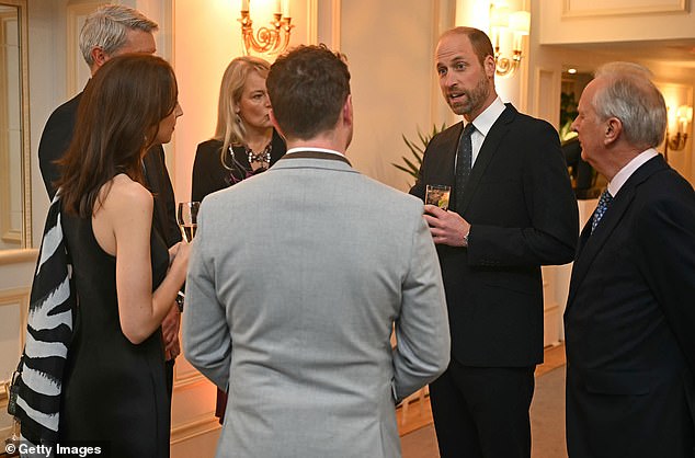 Prince William and Prince of Wales chat with patrons ahead of the 12th annual Tusk Conservation Awards ceremony