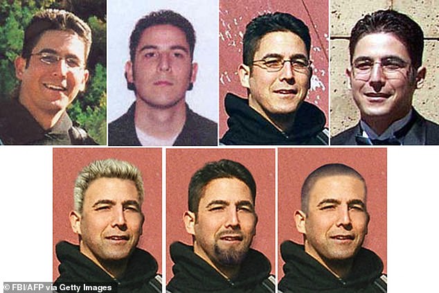 Daniel Andreas San Diego, pictured at top over the years, next to various computer modifications showing what he could potentially look like