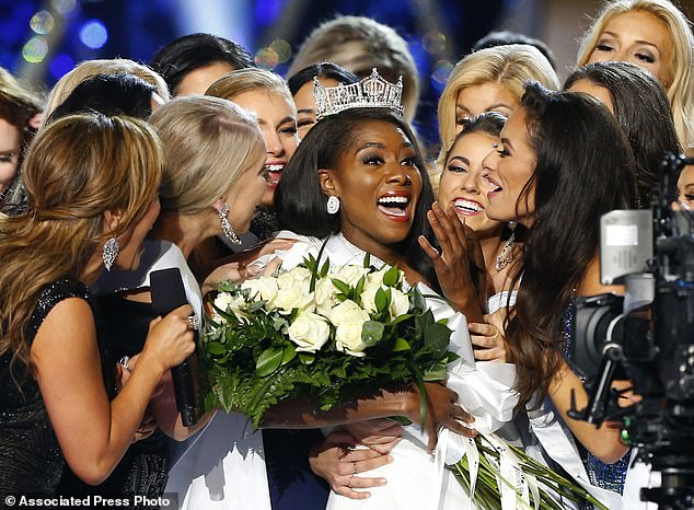 Robin Fleming, who became president and CEO of Miss America Competition LLC last year, and real estate developer Glenn Straub both filed documents claiming sole ownership (photo: Miss New York Nia Franklin, center, reacts after being named Miss America 2019)