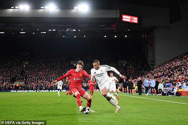 Mbappé failed to shine at Anfield in the absence of fellow Real Madrid star Vinicius Jnr.