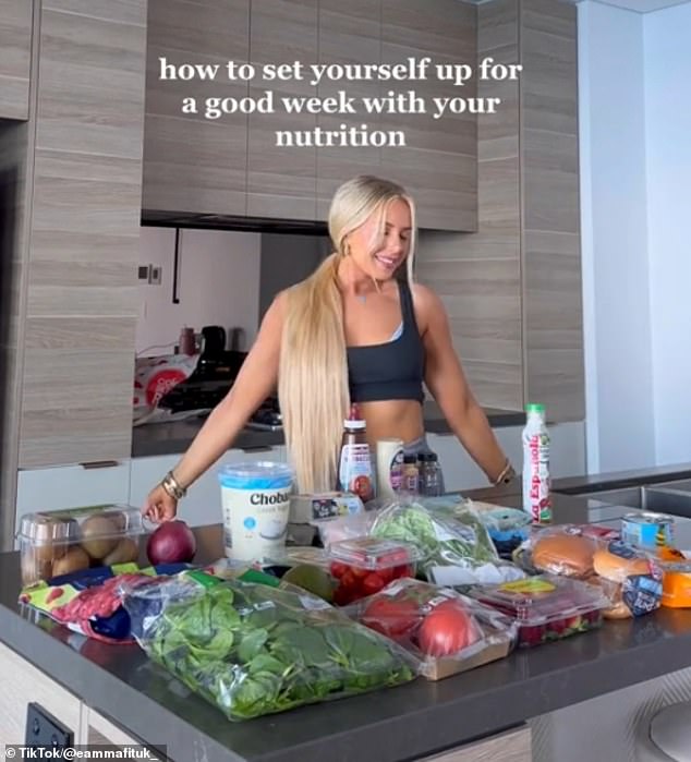 The study found Brits were inspired to adopt healthy eating lifestyles on social media, with people like fitness influencer Emma (pictured) sharing their healthy diet with their followers.