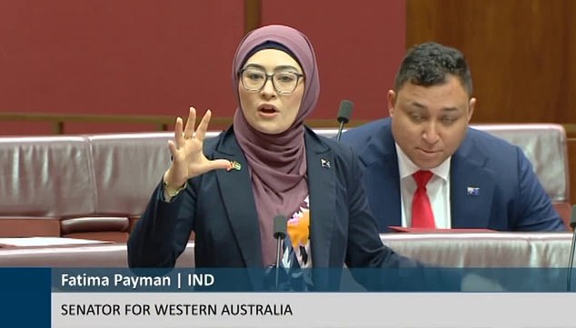 Fatima Payman (pictured) called Senator Hanson a 