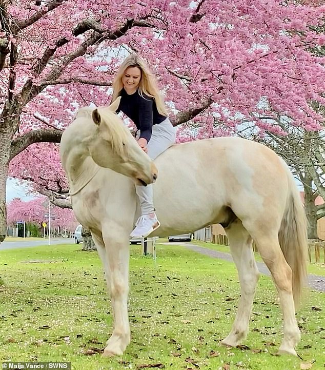 Maija with her childhood horse Panda