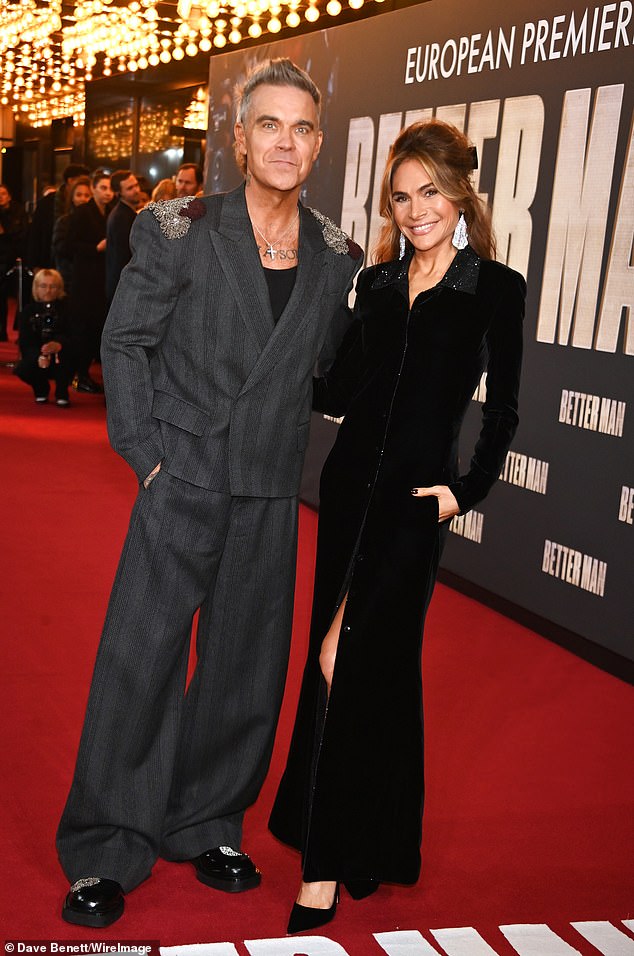 Robbie attended the premiere of his biopic with his wife Ayda Field