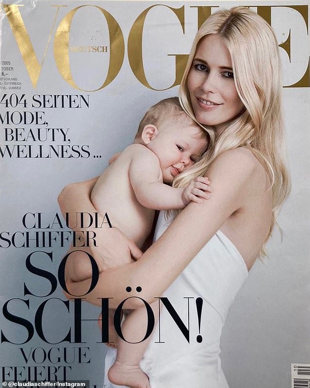 She even appeared on the cover of Vogue when she was a baby, in a raw shot in the hands of her supermodel mother (pictured)