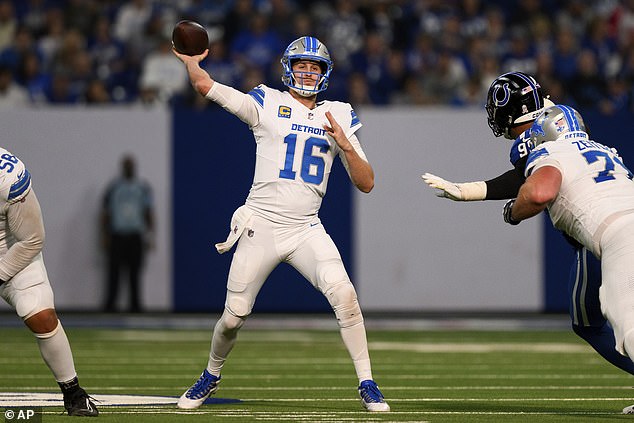 Jared Goff throws downfield during the Lions game against the Indianapolis Colts last week