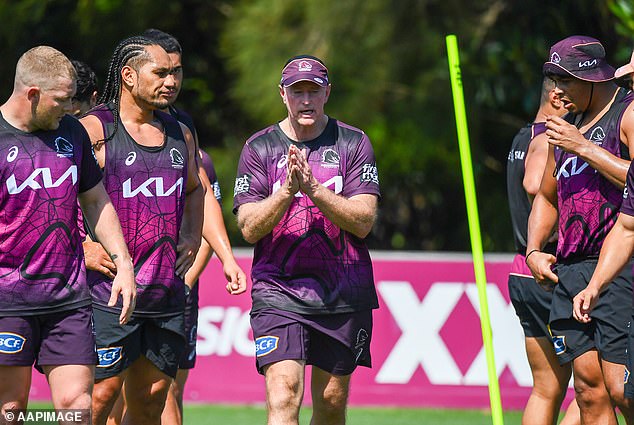 Michael Maguire (centre) has taken the reins of the club and has been pushing his players hard in training.