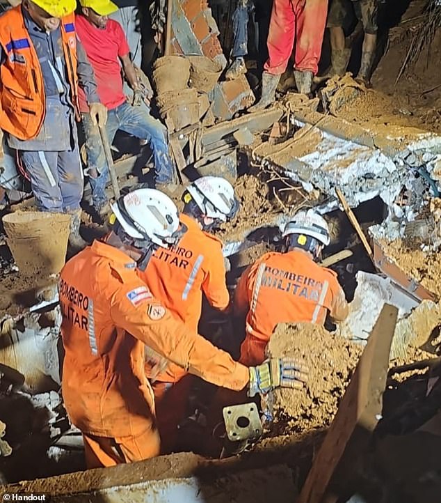 First responders were able to rescue three people from two houses that were leveled by a landslide on Wednesday morning in Salvador, a city in the northeastern Brazilian state of Bahia. Authorities attributed the landslide to heavy rainfall in the city since last week