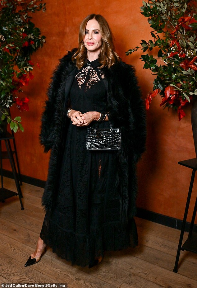 Also present was British businesswoman Trinny Woodall, 60, who looked incredibly glamorous in a black lace dress.