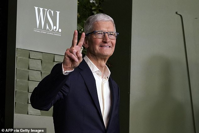 However, Apple CEO Tim Cook (above) has put on a brave face and said that the $3,500 AR glasses are simply 