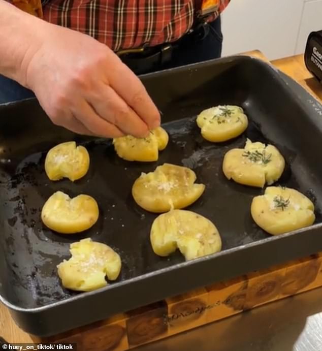 Hewitson's simple recipe calls for baby potatoes, olive oil, sea salt and chopped herbs.