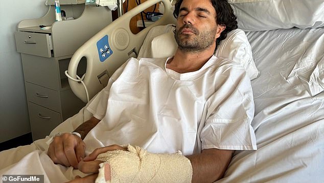 Joe (pictured) had to undergo four separate surgeries at Sir Charles Gairdner Hospital after flying back to Perth to have his injuries treated by specialists.